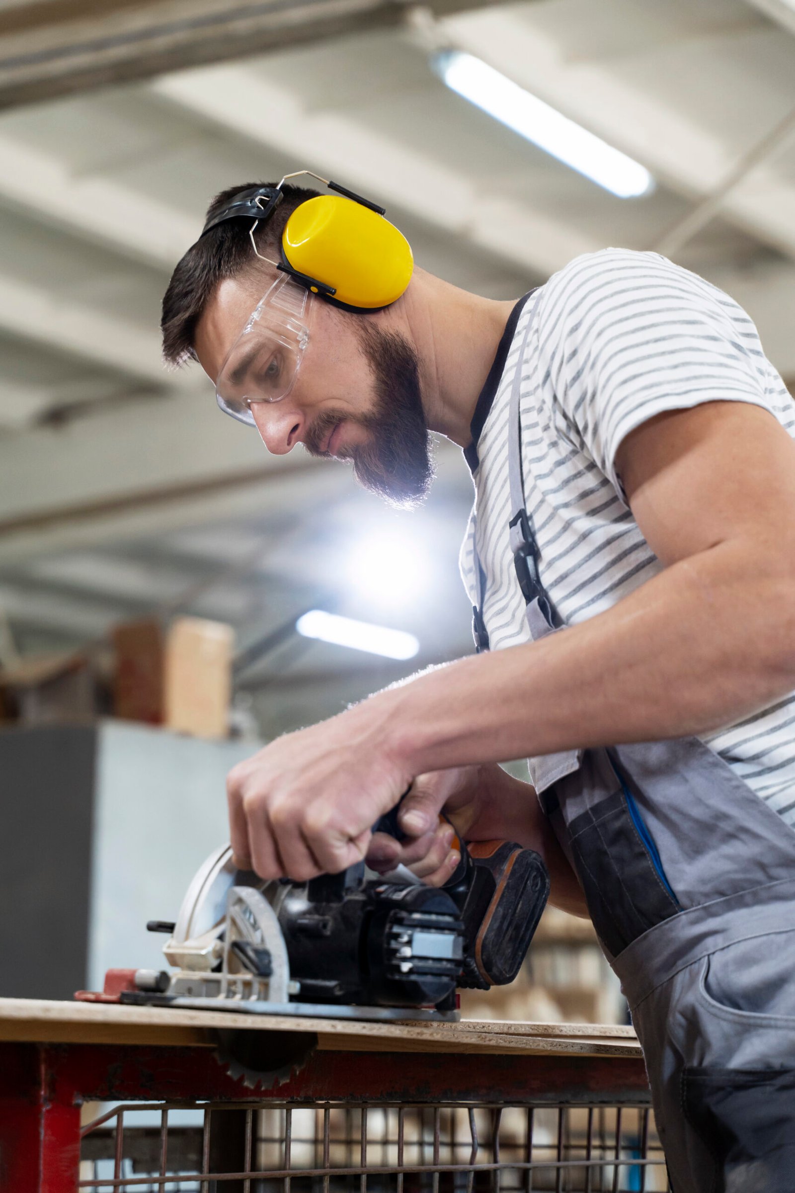 man working cutting mdf board